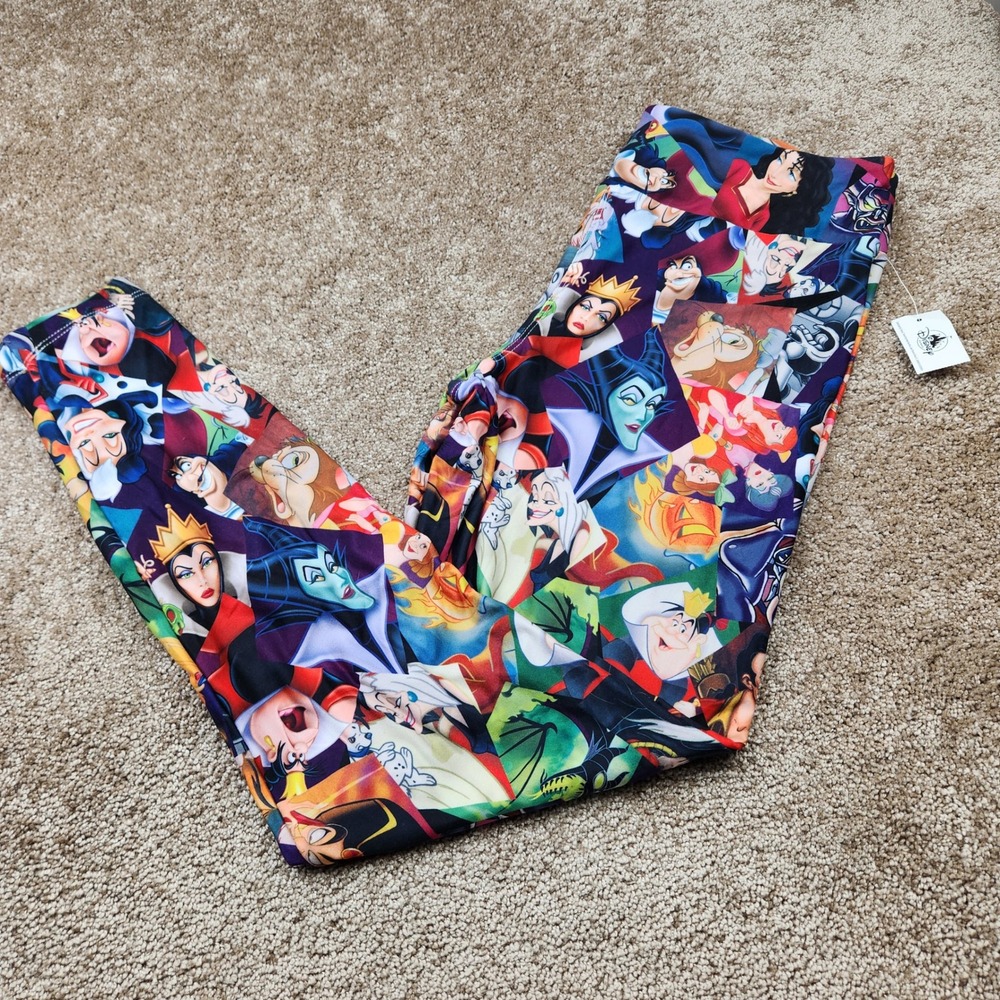 Disney Parks Womens Villains Collage Leggings Medium NWT Maleficent Ursula Jafar
